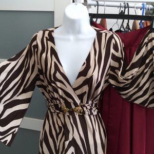 NWOT...Brown and Tan tiger striped mini dress